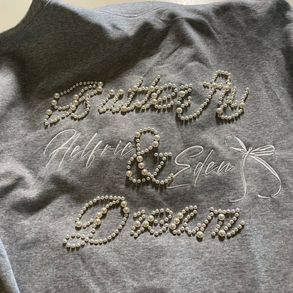 Gray Rhinestone Teddy Jacket with Script Design